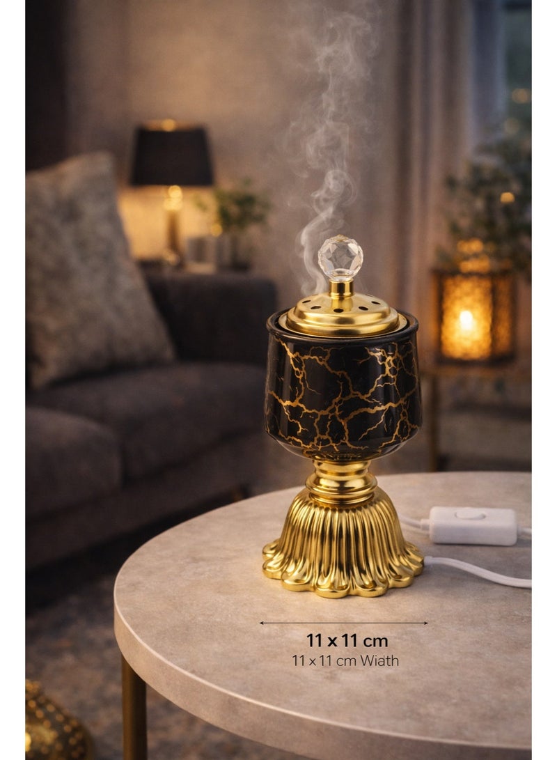 Electric Metal Decorative Bakhoor Burner – Luxury Modern Design – Ramadan & Home Decor – Height 20 Cm (11 × 11 Cm) - Image 3